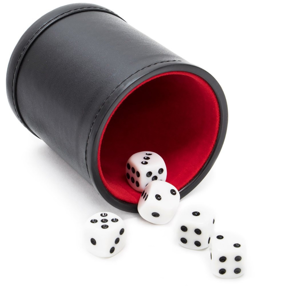 Board Game Yahtzee - مجموعة أكواب النرد الجلدية مع 6