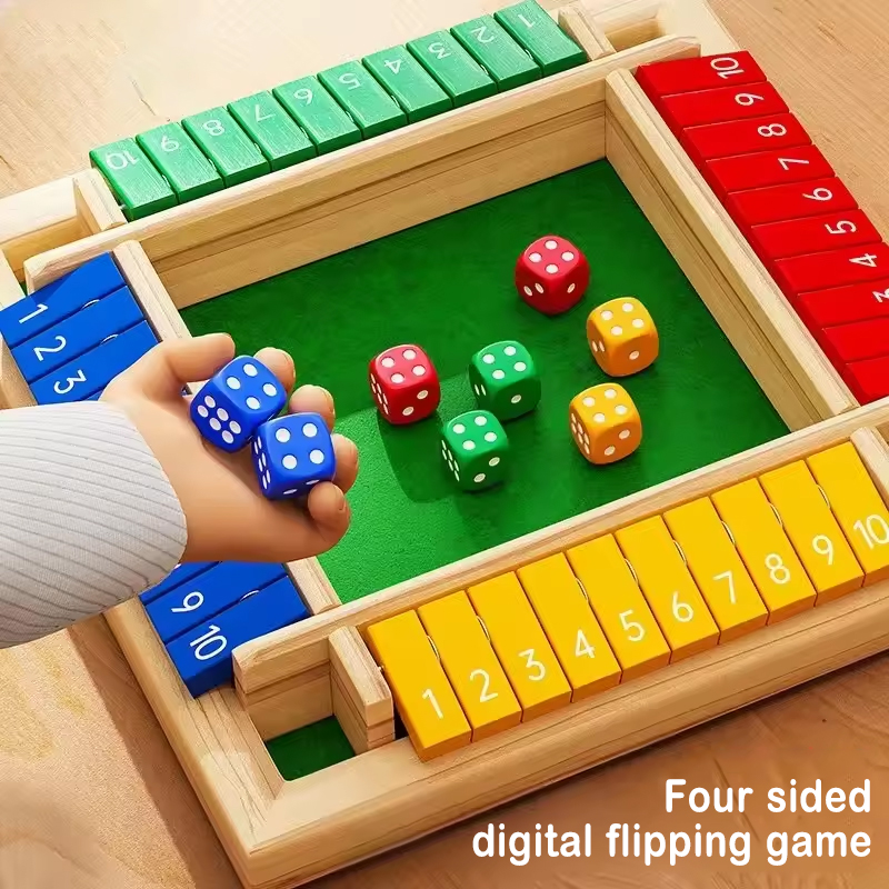 Board Game Flip 7 - لعبة صندوقية خشبية بأحجار نردية وأوراق