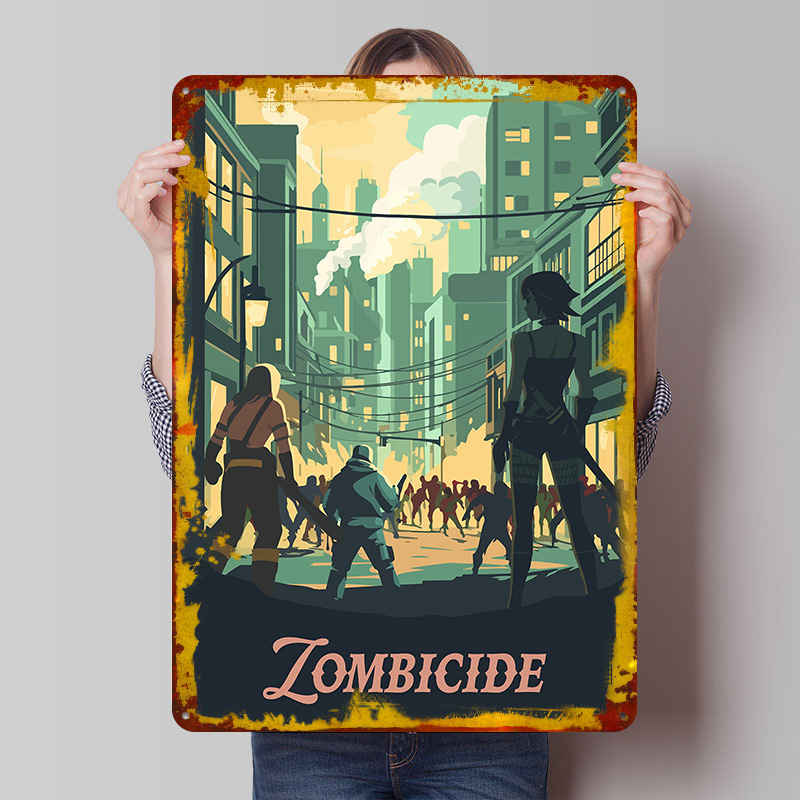 Board Game Zombicide - لوحة معدنية مستوحاة من لعبة زومبيسايد،