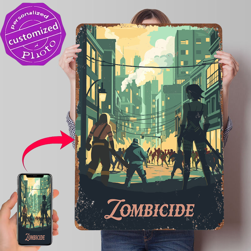 Board Game Zombicide - لوحة معدنية مستوحاة من لعبة زومبيسايد،