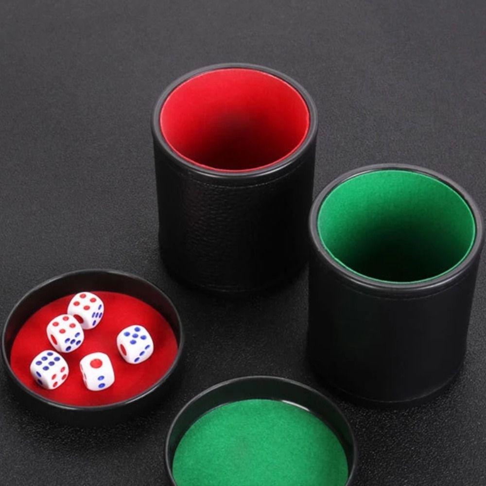 Board Game Yahtzee - كوب نرد جلدي بغطاء ، بطانة