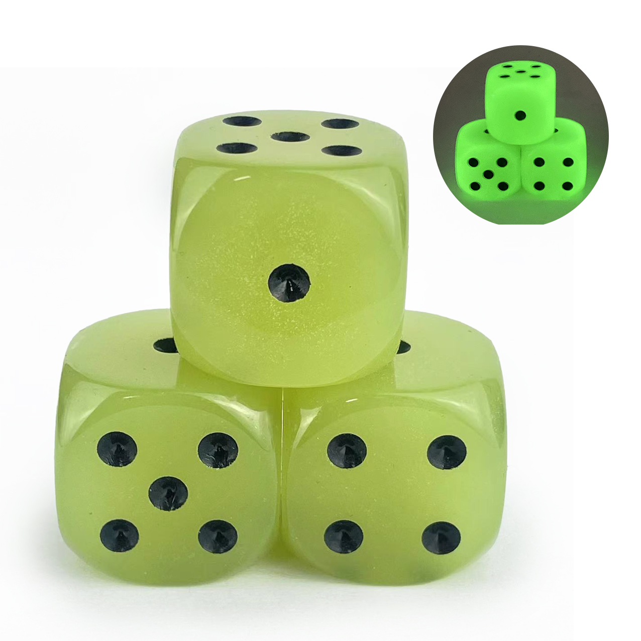 3-Pack 30mm D6 يتوهج في الظلام - مراجعة Board Game Yahtzee وسعره