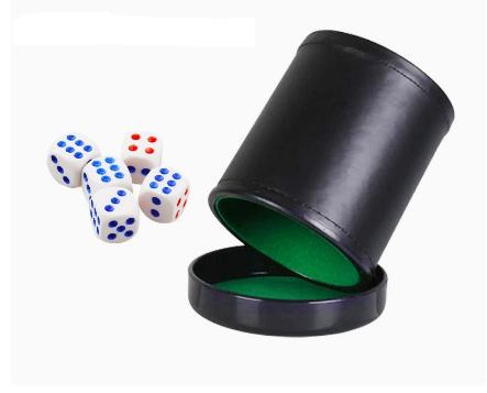 كوب نرد جلدي مع غطاء بطانة خضر - مراجعة Board Game Yahtzee وسعره